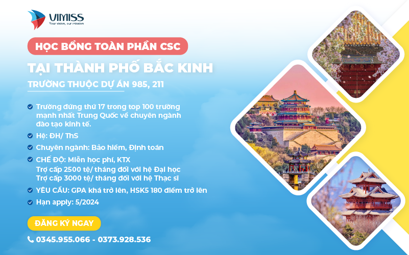(Cực hot) Học bổng toàn phần CSC tại thành phố Bắc Kinh 2024