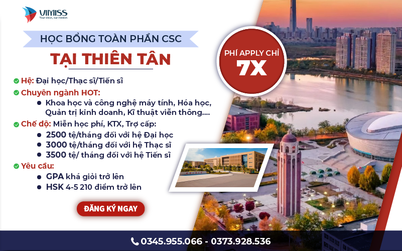 HỌC BỔNG TOÀN PHẦN CSC TẠI THIÊN TÂN MỚI NHẤT 2024