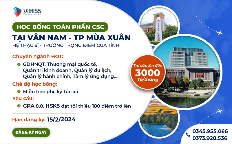 HỌC BỔNG TOÀN PHẦN CSC TẠI VÂN NAM – THÀNH PHỐ MÙA XUÂN