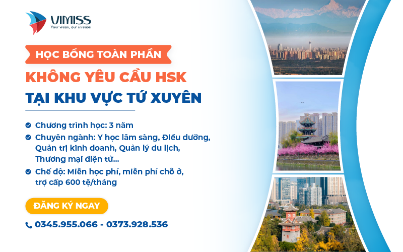 (Không yêu cầu HSK) Học bổng toàn phần siêu hot tại Tứ Xuyên