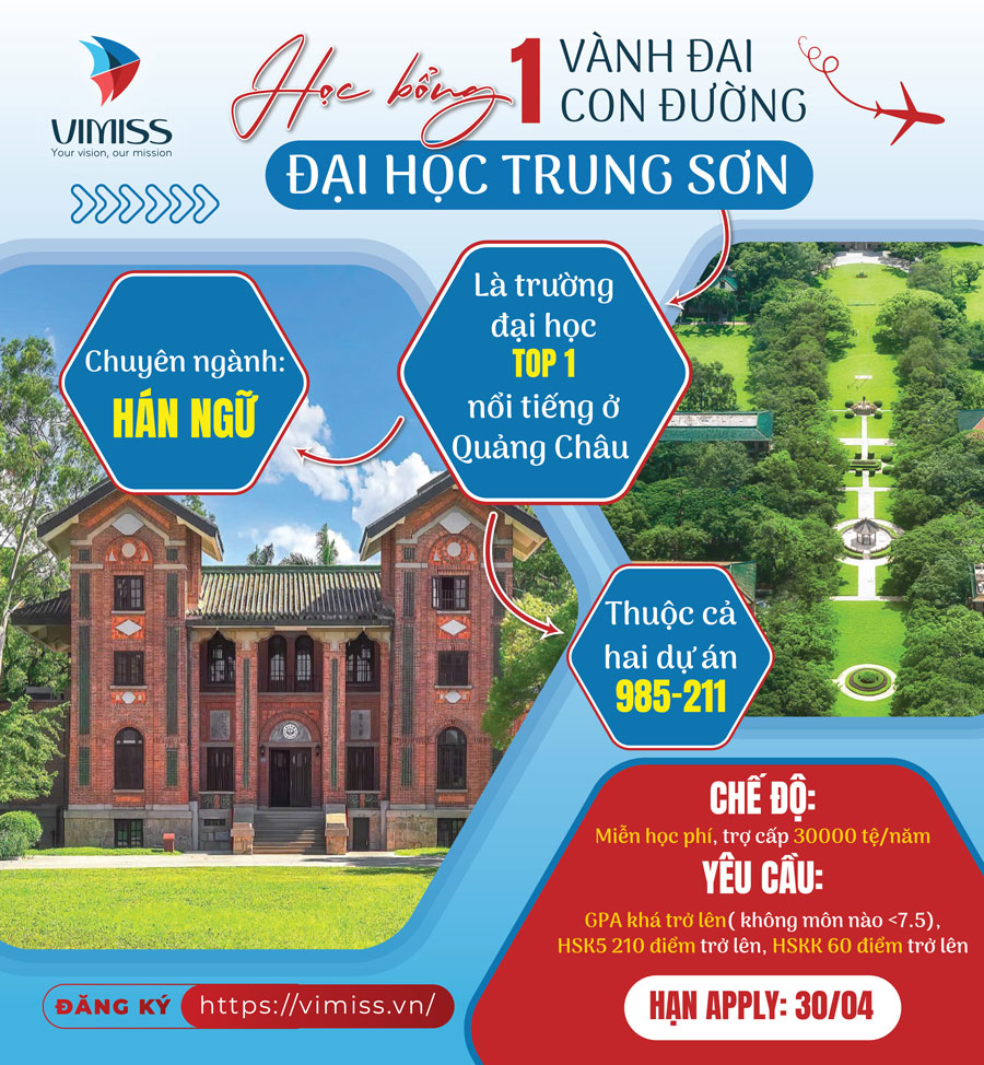 [Mới] – Học bổng 1 vành đai 1 con đường trường Đại học Trung Sơn năm 2025
