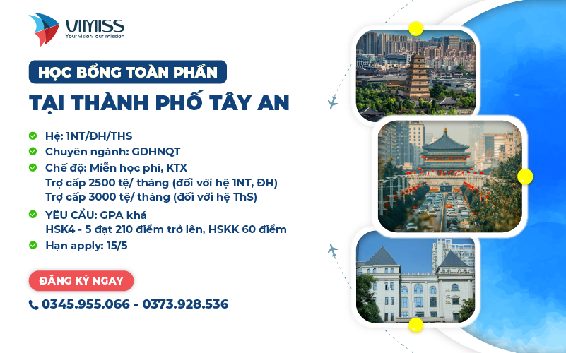 Học bổng toàn phần tại thành phố Tây An 2024
