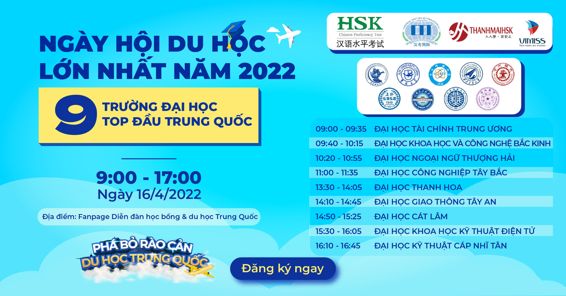 Ngày hội du học lớn nhất năm 2022 – Top 9 trường ĐH hàng đầu Trung Quốc