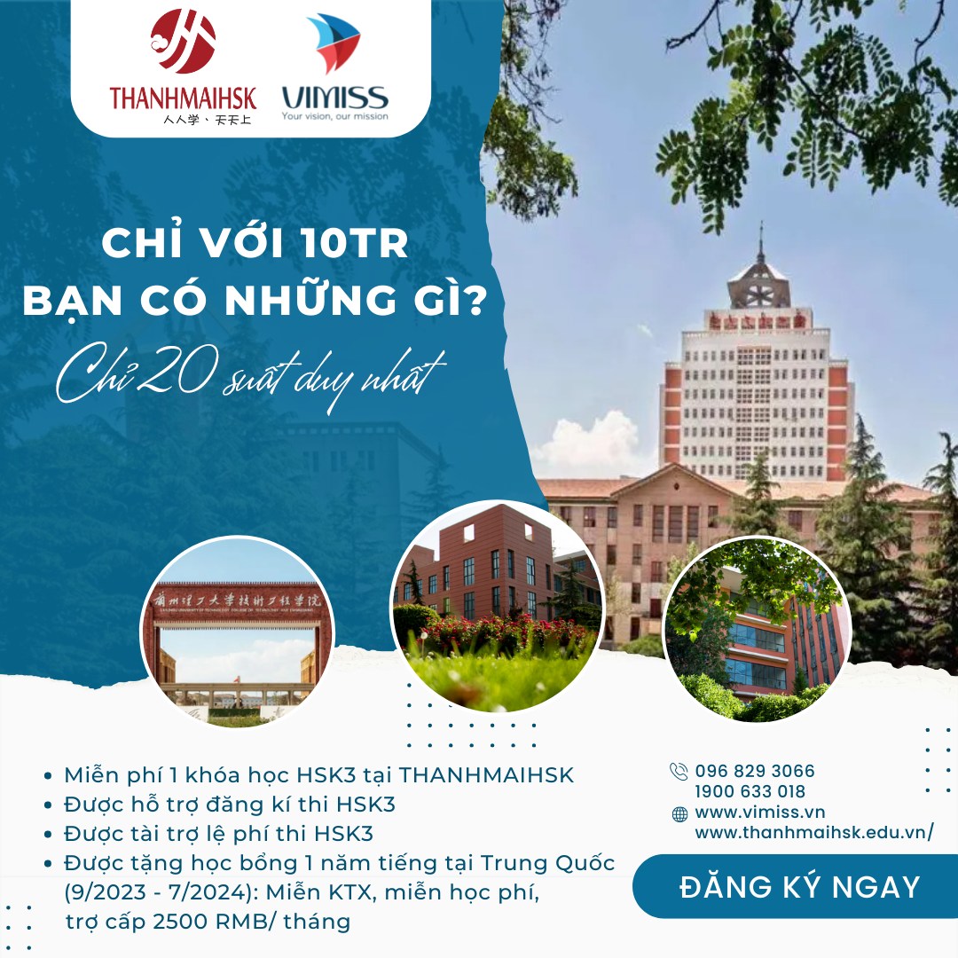 Học bổng 1 năm tiếng nhập học 9/2023 trợ cấp 2500 tệ/ tháng