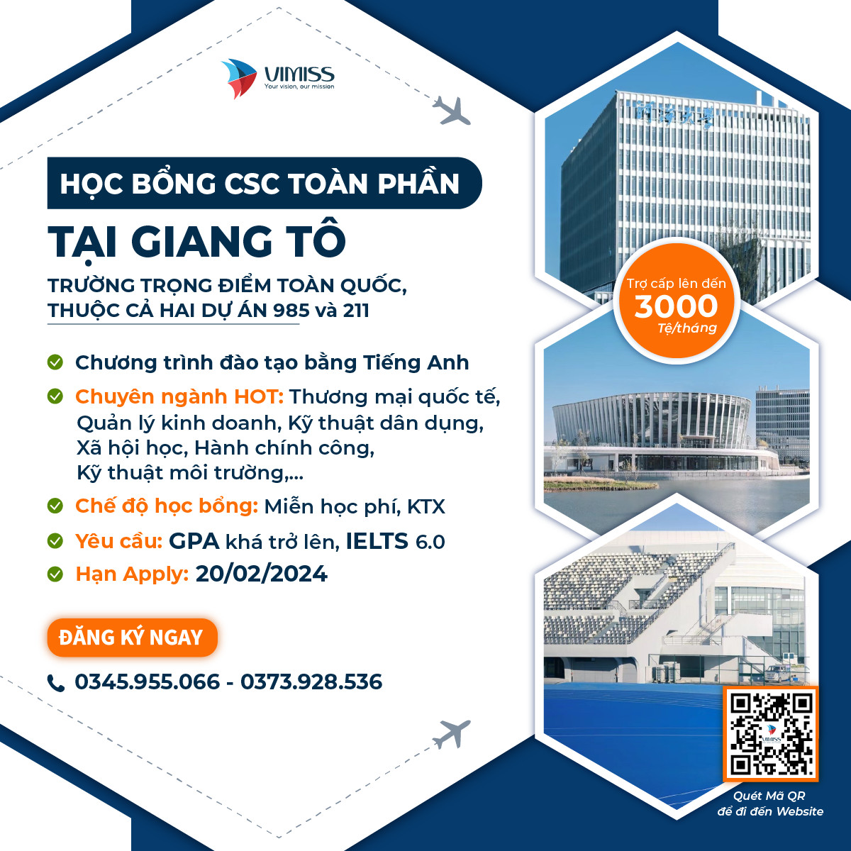 Học bổng CSC toàn phần tại Giang Tô năm 2024