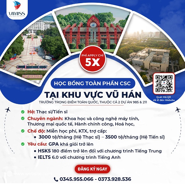 Học bổng toàn phần CSC tại Vũ Hán năm 2024