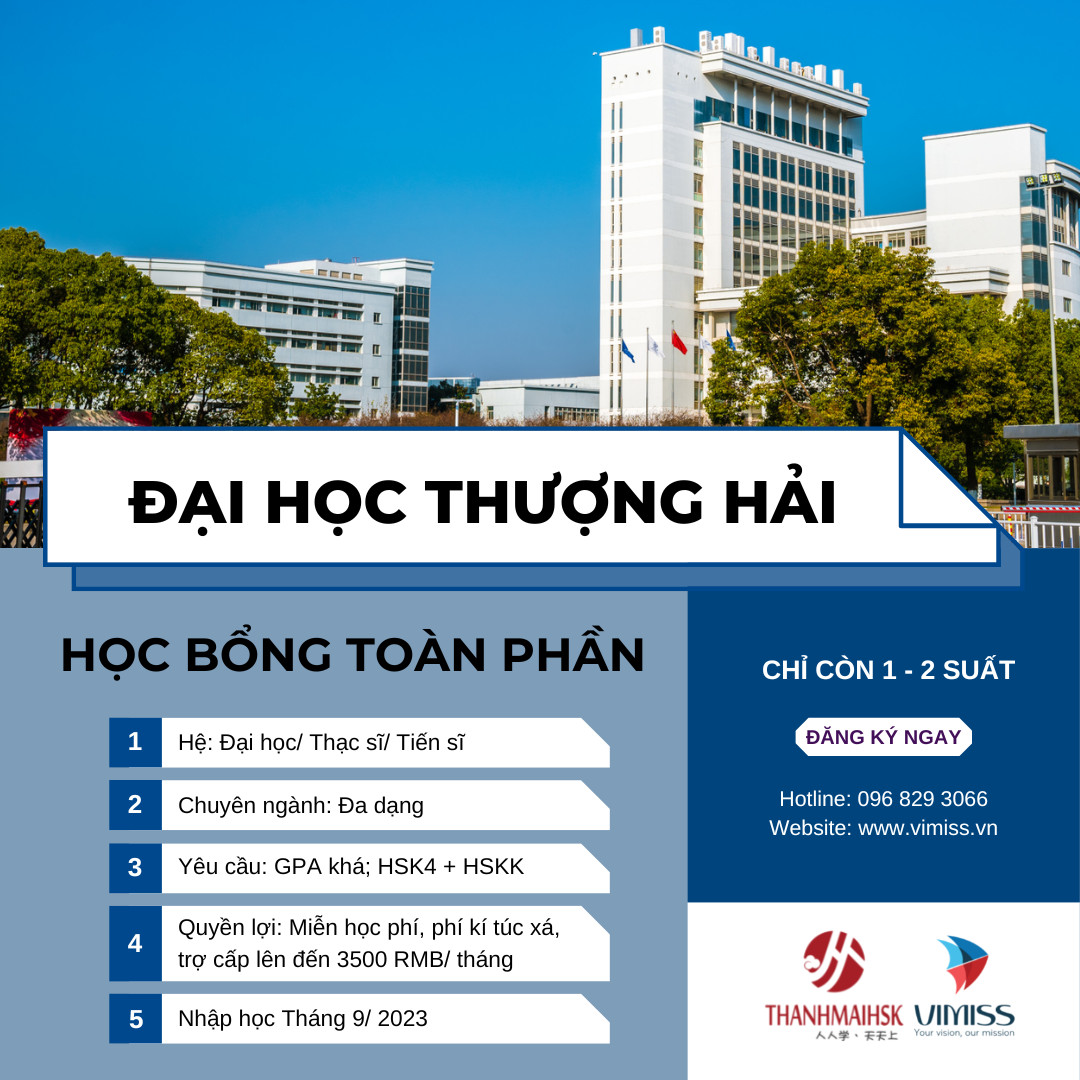 Học bổng toàn phần Đại học Thượng Hải 2023